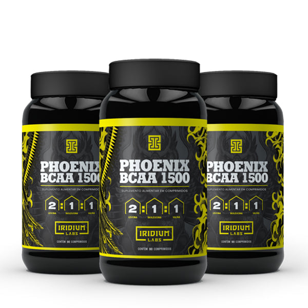 Kit 3x Phoenix BCAA 1500 - 3 caixas c/ 90 comps cada